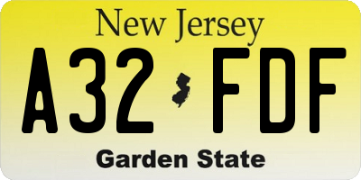NJ license plate A32FDF