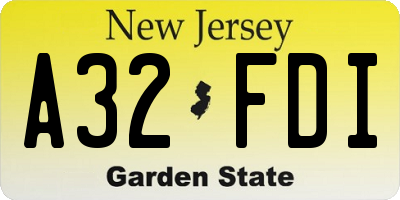 NJ license plate A32FDI