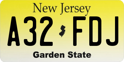 NJ license plate A32FDJ