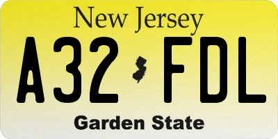 NJ license plate A32FDL