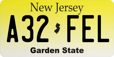 NJ license plate A32FEL