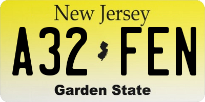 NJ license plate A32FEN