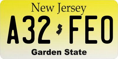 NJ license plate A32FEO