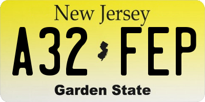 NJ license plate A32FEP