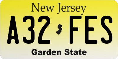 NJ license plate A32FES