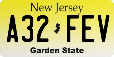 NJ license plate A32FEV