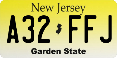 NJ license plate A32FFJ