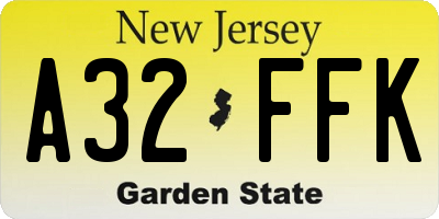 NJ license plate A32FFK