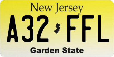 NJ license plate A32FFL