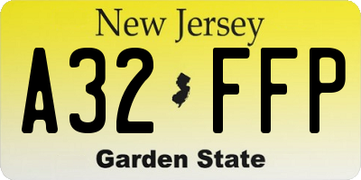 NJ license plate A32FFP