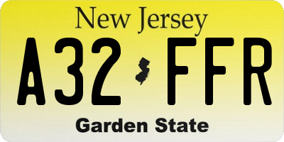 NJ license plate A32FFR