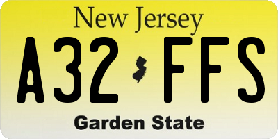 NJ license plate A32FFS