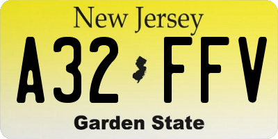 NJ license plate A32FFV