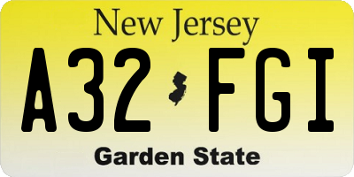 NJ license plate A32FGI