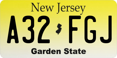 NJ license plate A32FGJ