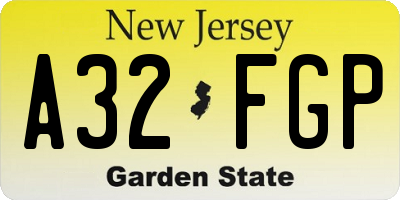 NJ license plate A32FGP