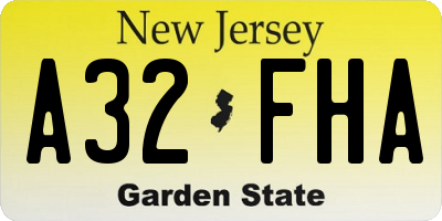 NJ license plate A32FHA