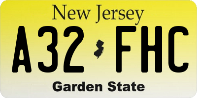 NJ license plate A32FHC