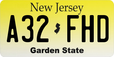 NJ license plate A32FHD