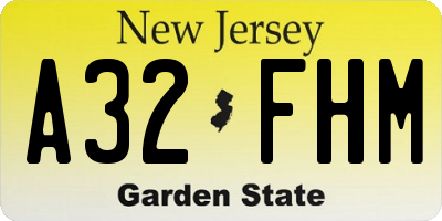 NJ license plate A32FHM