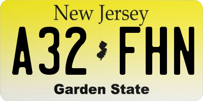 NJ license plate A32FHN