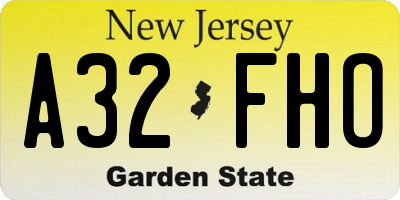 NJ license plate A32FHO