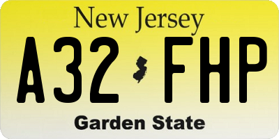 NJ license plate A32FHP
