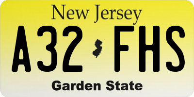 NJ license plate A32FHS
