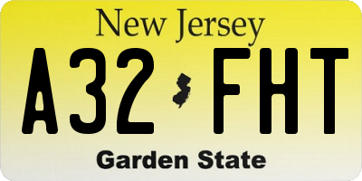 NJ license plate A32FHT