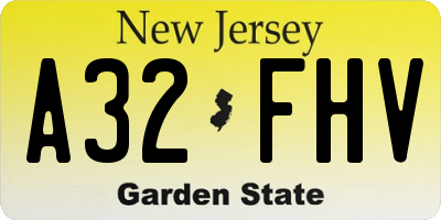 NJ license plate A32FHV
