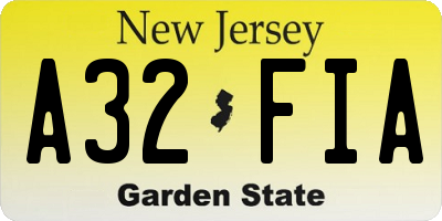NJ license plate A32FIA