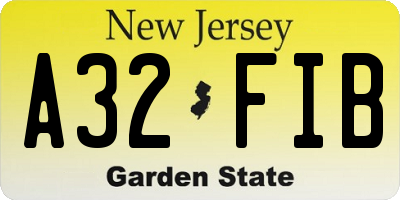 NJ license plate A32FIB