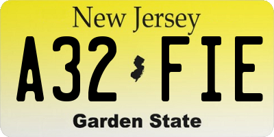 NJ license plate A32FIE