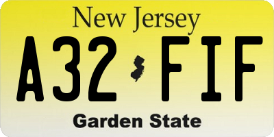 NJ license plate A32FIF
