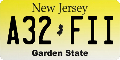 NJ license plate A32FII