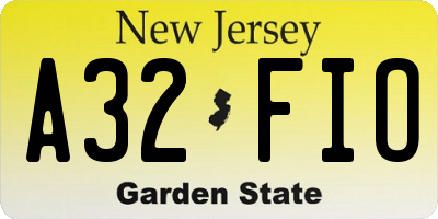 NJ license plate A32FIO