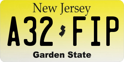NJ license plate A32FIP