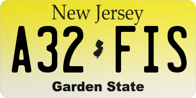 NJ license plate A32FIS
