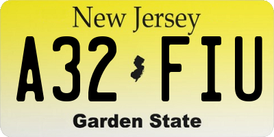 NJ license plate A32FIU