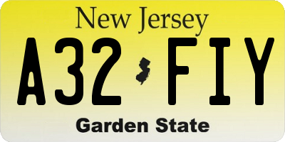 NJ license plate A32FIY