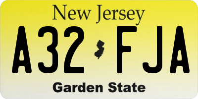 NJ license plate A32FJA