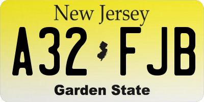 NJ license plate A32FJB