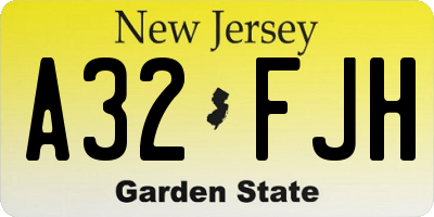 NJ license plate A32FJH