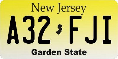 NJ license plate A32FJI