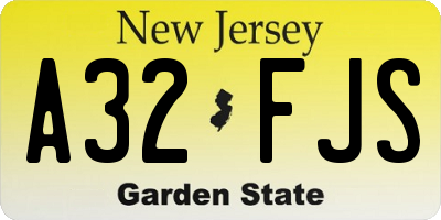 NJ license plate A32FJS