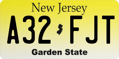 NJ license plate A32FJT