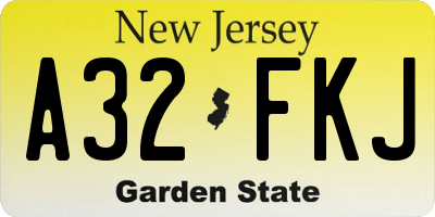 NJ license plate A32FKJ