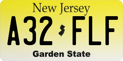 NJ license plate A32FLF