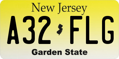 NJ license plate A32FLG