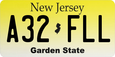NJ license plate A32FLL